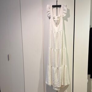 SHEIN Elegant Cream Tiered Maxi Dress